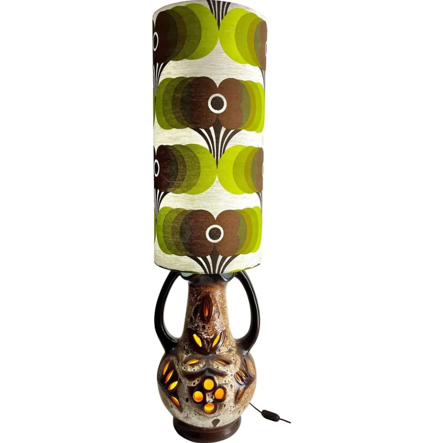 Best Pamono Vintage Fat Lava Floor Lamp in Orange and Brown Drip-Glazes attributed to Walter Gerhards, 1962