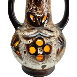 Best Pamono Vintage Fat Lava Floor Lamp in Orange and Brown Drip-Glazes attributed to Walter Gerhards, 1962