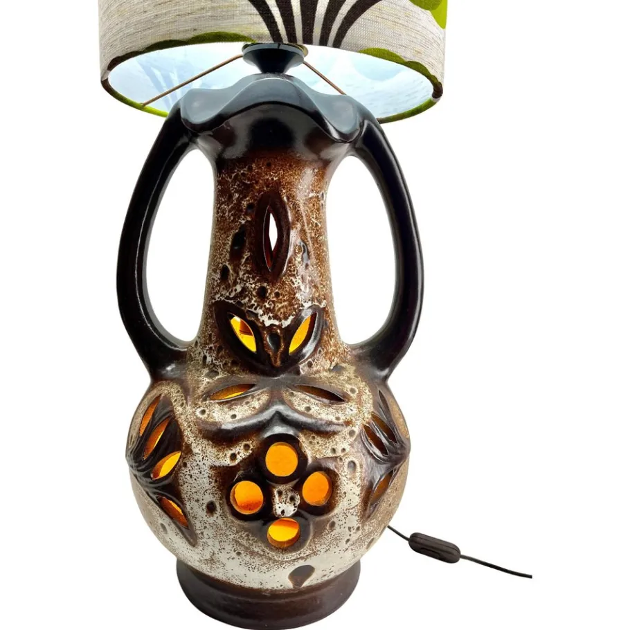 Best Pamono Vintage Fat Lava Floor Lamp in Orange and Brown Drip-Glazes attributed to Walter Gerhards, 1962