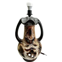 Best Pamono Vintage Fat Lava Floor Lamp in Orange and Brown Drip-Glazes attributed to Walter Gerhards, 1962