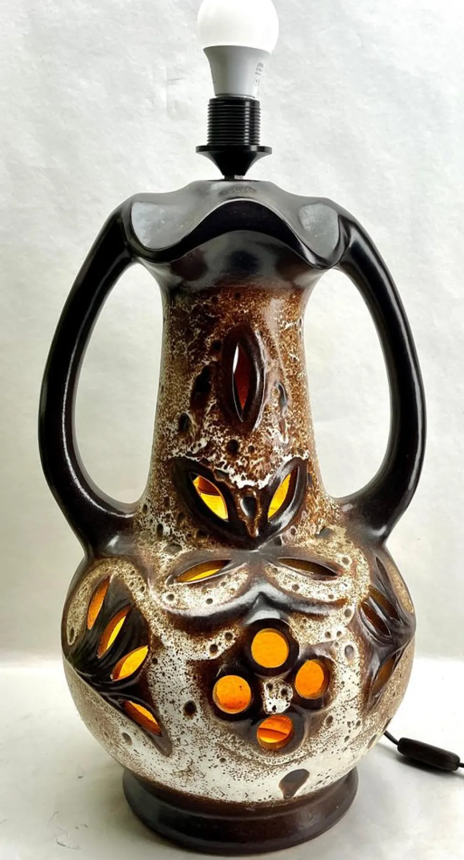 Best Pamono Vintage Fat Lava Floor Lamp in Orange and Brown Drip-Glazes attributed to Walter Gerhards, 1962