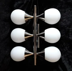 Sale Pamono Vintage 6-Flame Wall Lamp with a Chrome-Plated Metal Frame, 1970s