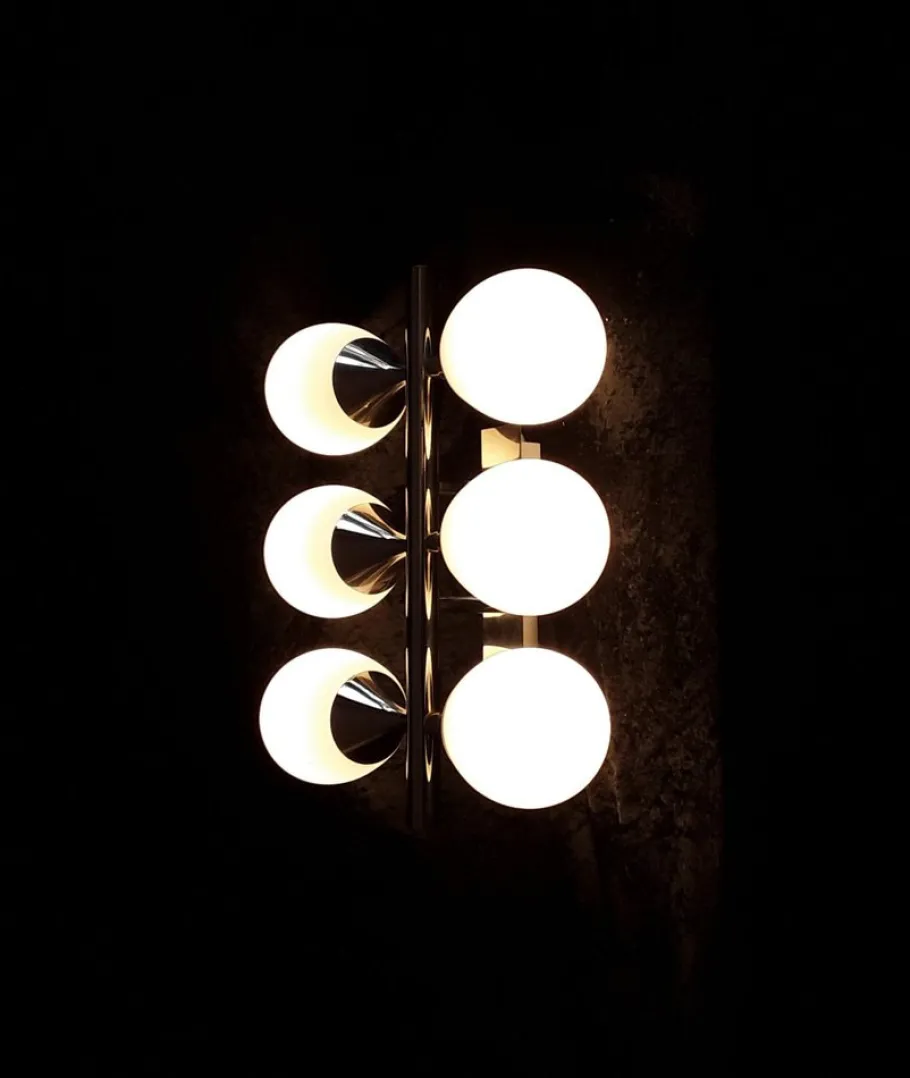 Sale Pamono Vintage 6-Flame Wall Lamp with a Chrome-Plated Metal Frame, 1970s