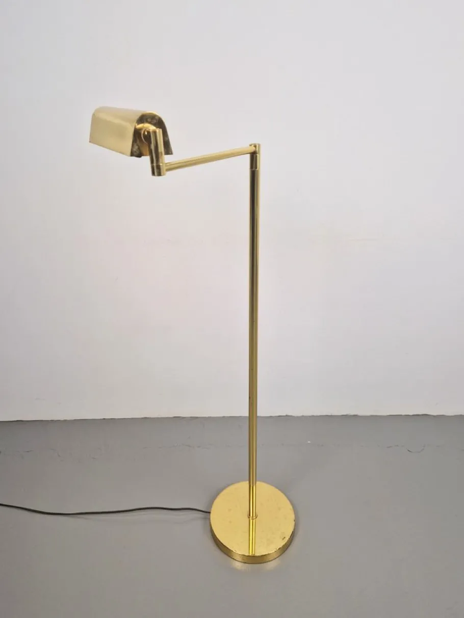 New Pamono Vintage Floor Lamp in Brass by George Hansen for Metalarte, 1960s