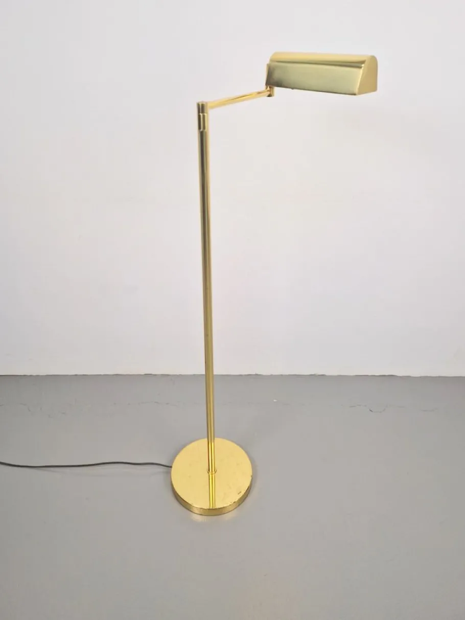 New Pamono Vintage Floor Lamp in Brass by George Hansen for Metalarte, 1960s