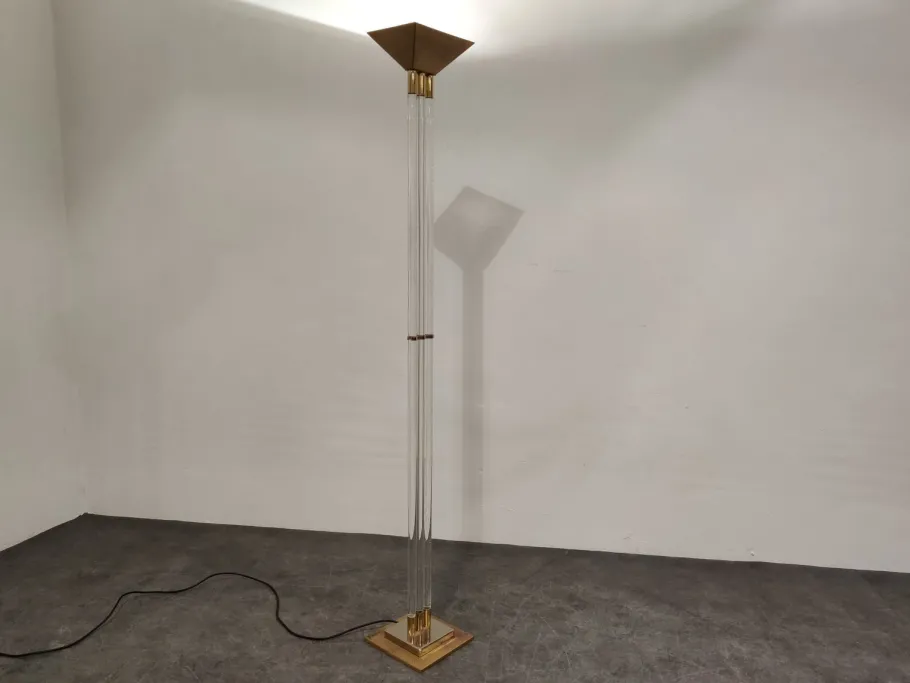 Hot Pamono Vintage Floor Lamp in Brass and Acrylic Glass from Belgo Chrom, 1970s