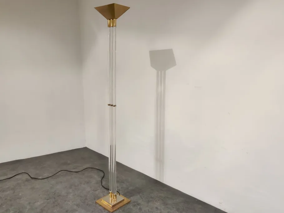 Hot Pamono Vintage Floor Lamp in Brass and Acrylic Glass from Belgo Chrom, 1970s