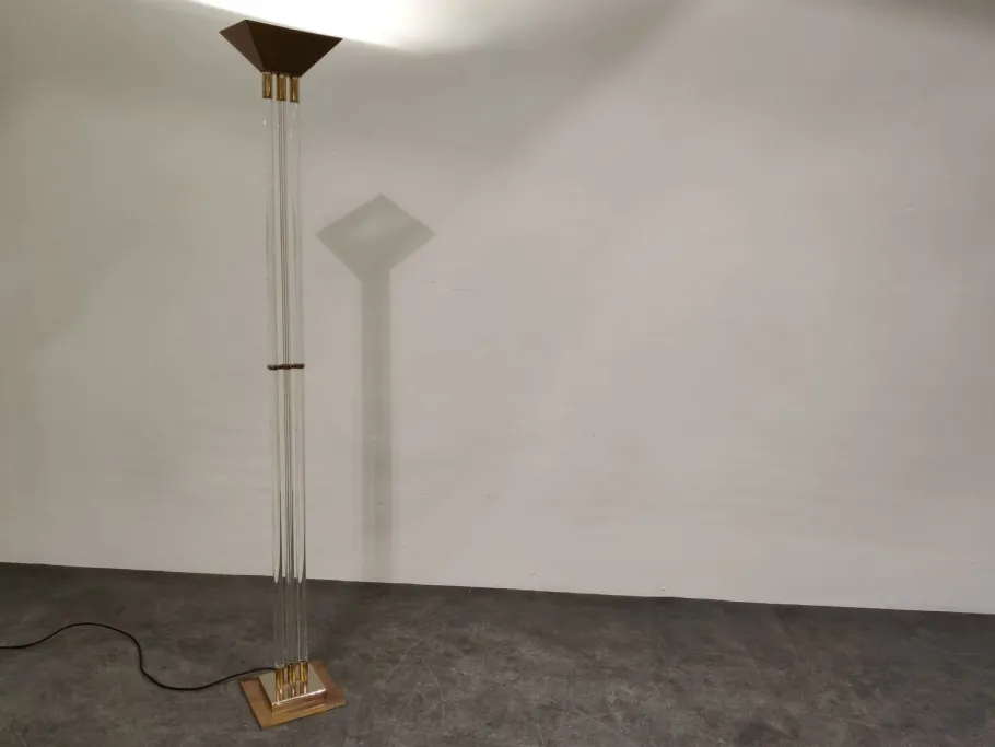 Hot Pamono Vintage Floor Lamp in Brass and Acrylic Glass from Belgo Chrom, 1970s