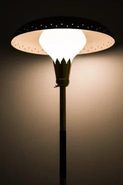 Best Pamono Vintage Floor Lamp in Opaline Glass and Lacquered Metal, 1950s