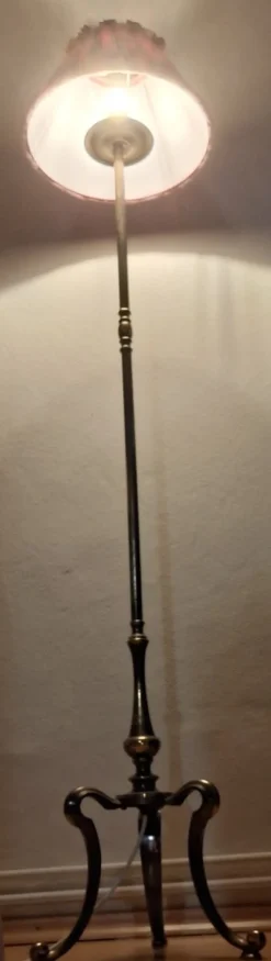 Best Pamono Vintage Floor Lamp with Brass Base and Handmade Fabric Shade by Lamplove, 1950s