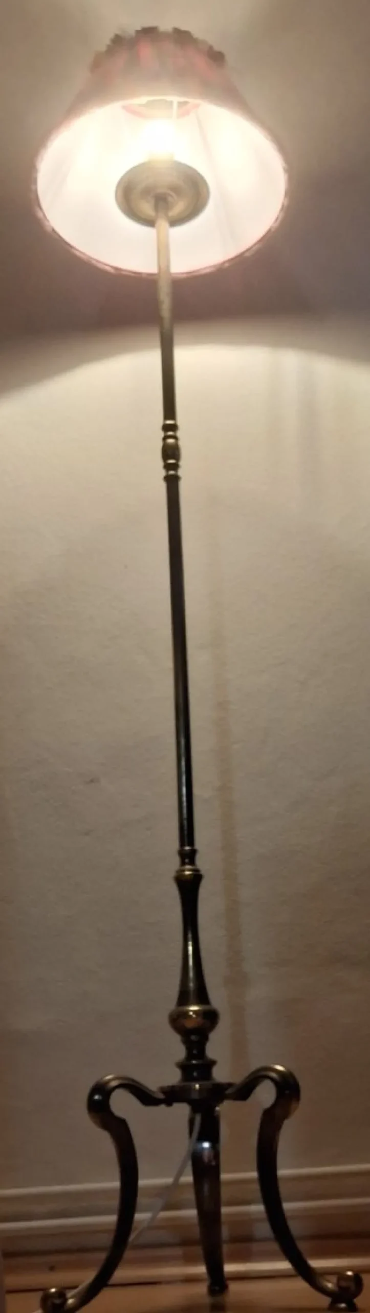 Best Pamono Vintage Floor Lamp with Brass Base and Handmade Fabric Shade by Lamplove, 1950s