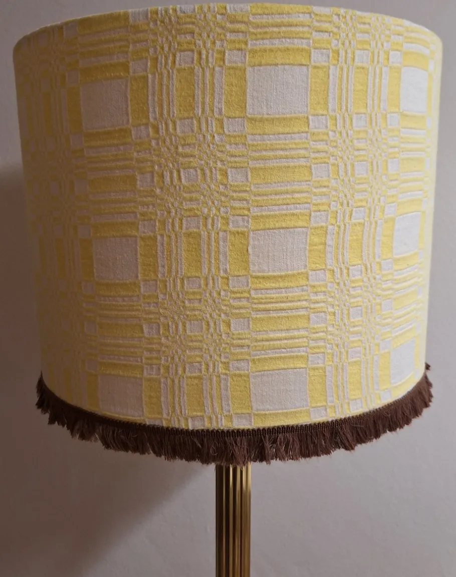 Outlet Pamono Vintage Floor Lamp with Brass Base and Handmade Fabric Shade from Lamplove, 1970s