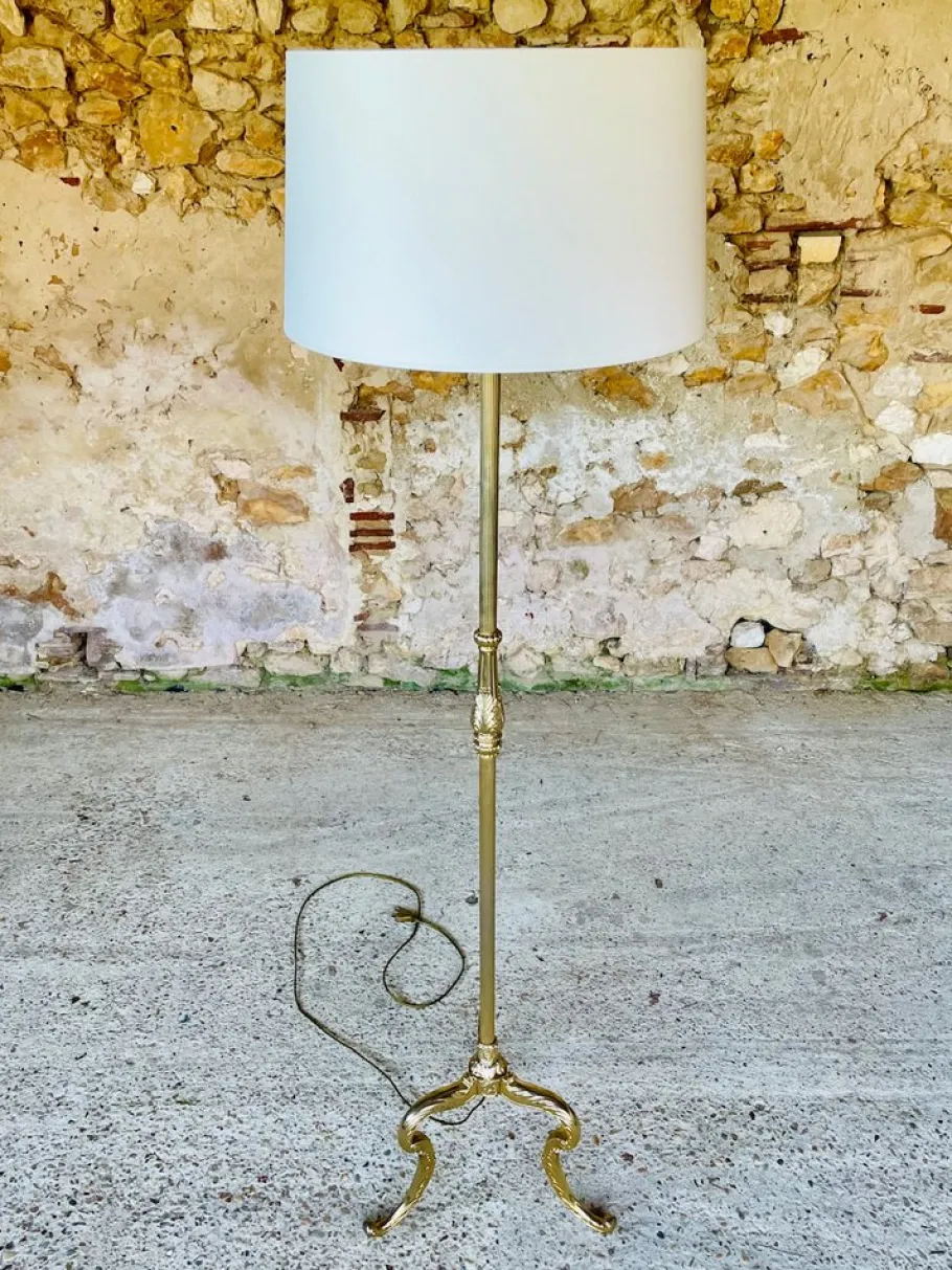 Best Pamono Vintage Floor Lamp with Gilded Brass Decor, 1960s