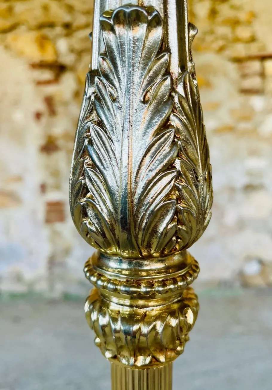 Best Pamono Vintage Floor Lamp with Gilded Brass Decor, 1960s