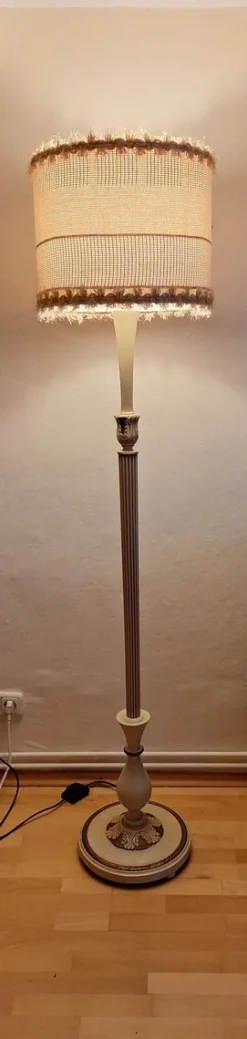 Sale Pamono Vintage Floor Lamp with Handmade Fabric Shade from Lamplove, 1960s