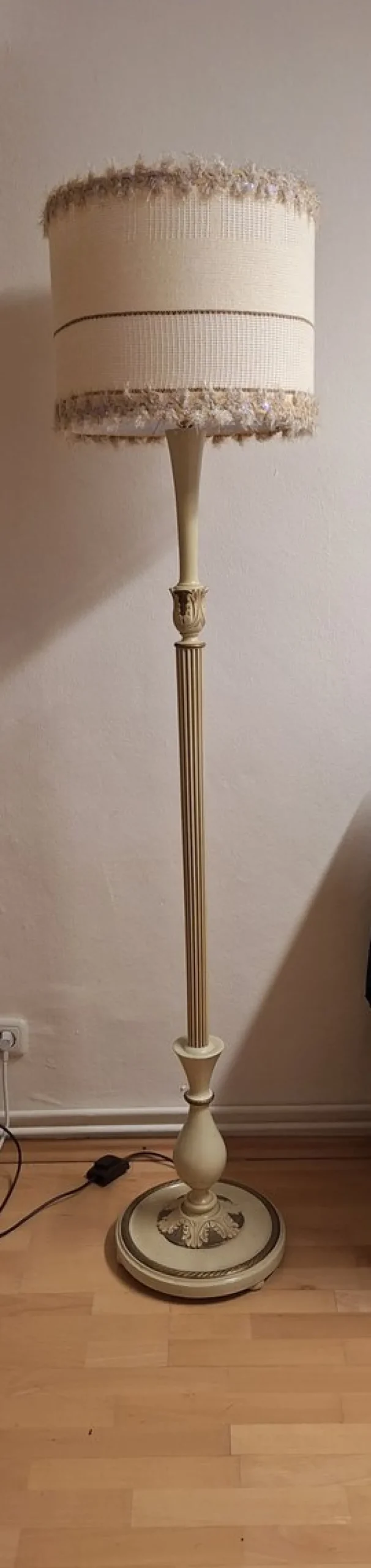 Sale Pamono Vintage Floor Lamp with Handmade Fabric Shade from Lamplove, 1960s