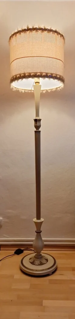 Sale Pamono Vintage Floor Lamp with Handmade Fabric Shade from Lamplove, 1960s