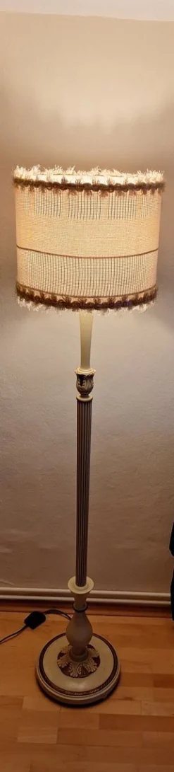 Sale Pamono Vintage Floor Lamp with Handmade Fabric Shade from Lamplove, 1960s