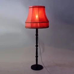 New Pamono Vintage Freestanding Floor Lamp with Original Pink Fabric Shade, Czechoslovakia, 1960s