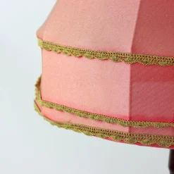 New Pamono Vintage Freestanding Floor Lamp with Original Pink Fabric Shade, Czechoslovakia, 1960s