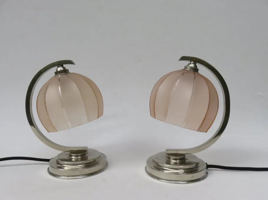 Discount Pamono Vintage French Art Deco Bedside Table Lamps, Set of 2