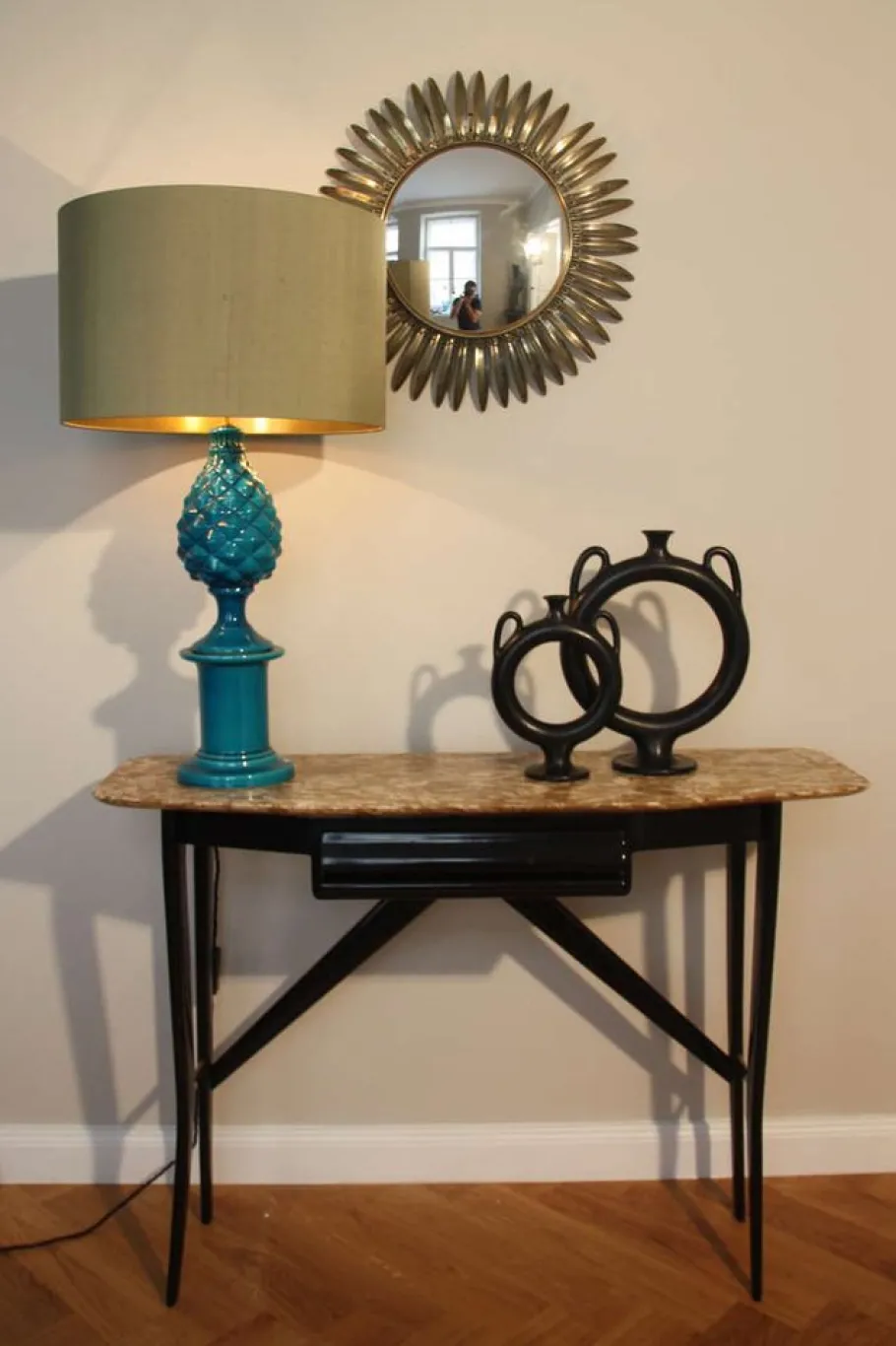 Pamono Vintage French Blue Pineapple Table Lamp by Pol Chambost, 1970s