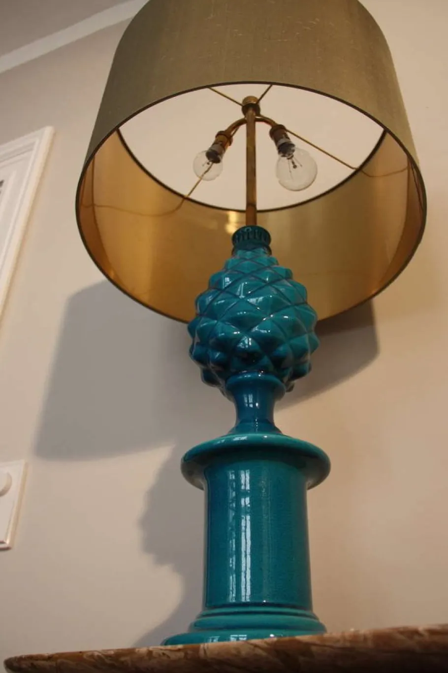 Pamono Vintage French Blue Pineapple Table Lamp by Pol Chambost, 1970s