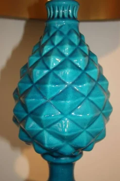 Pamono Vintage French Blue Pineapple Table Lamp by Pol Chambost, 1970s