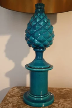 Pamono Vintage French Blue Pineapple Table Lamp by Pol Chambost, 1970s