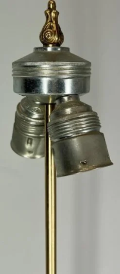 Discount Pamono Vintage French Brass and Painted Porcelain Column Floor Lamp