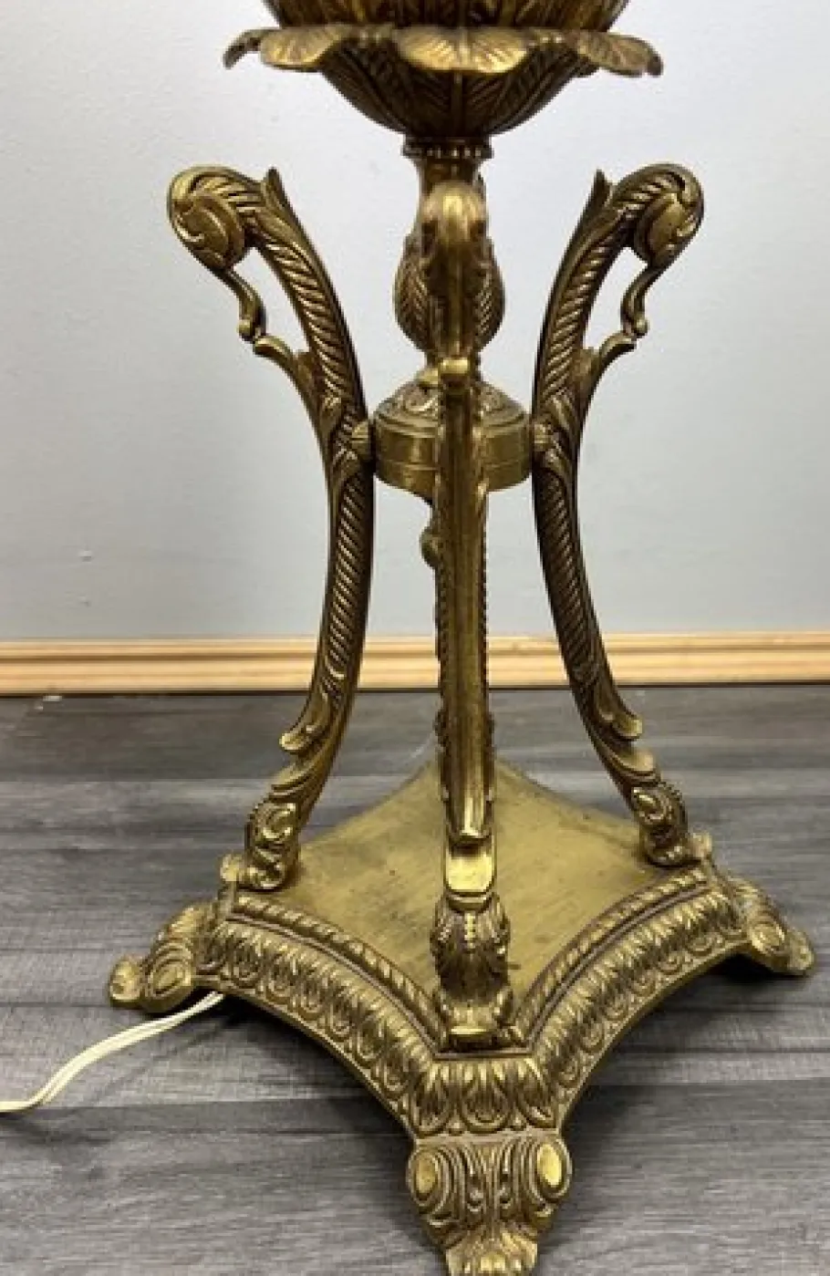 Discount Pamono Vintage French Brass and Painted Porcelain Column Floor Lamp