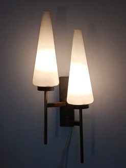 Hot Pamono Vintage French Brass and Opaline Wall Light, 1950s