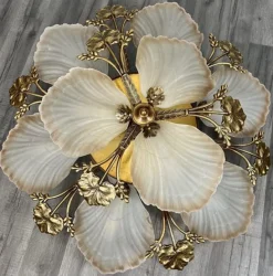 Hot Pamono Vintage French Brass Floral Ceiling Light Lot 4194