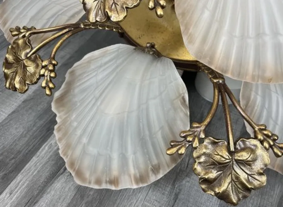 Hot Pamono Vintage French Brass Floral Ceiling Light Lot 4194