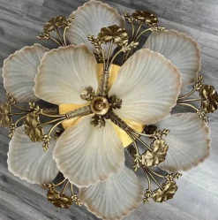 Hot Pamono Vintage French Brass Floral Ceiling Light Lot 4194