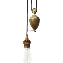 Hot Pamono Vintage French Brass Pulley Pendant Lamp