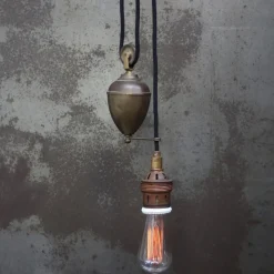 Hot Pamono Vintage French Brass Pulley Pendant Lamp