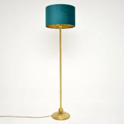 New Pamono Vintage French Brass Rope Twist Floor Lamp, 1960s