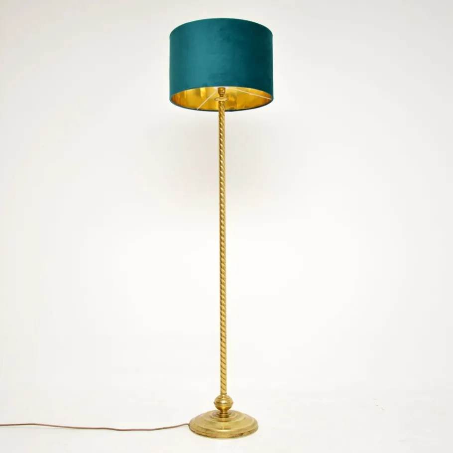 New Pamono Vintage French Brass Rope Twist Floor Lamp, 1960s