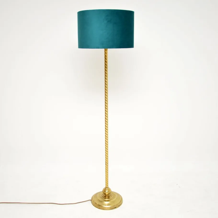 New Pamono Vintage French Brass Rope Twist Floor Lamp, 1960s