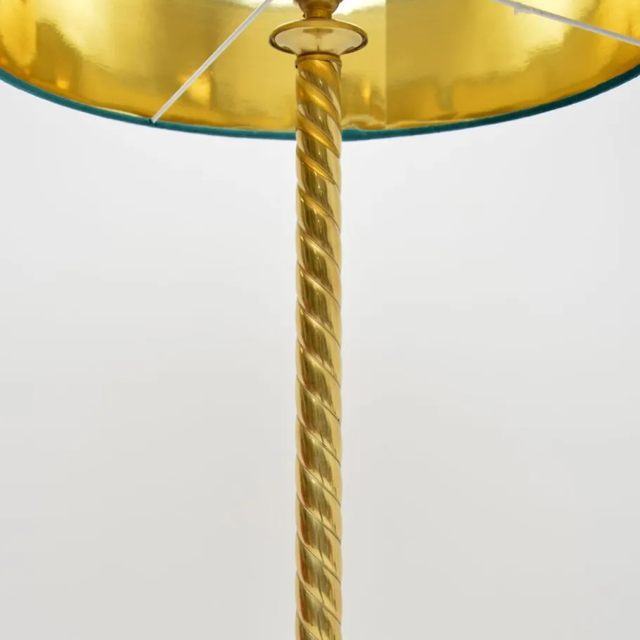 New Pamono Vintage French Brass Rope Twist Floor Lamp, 1960s