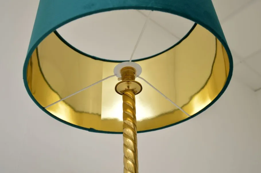 New Pamono Vintage French Brass Rope Twist Floor Lamp, 1960s