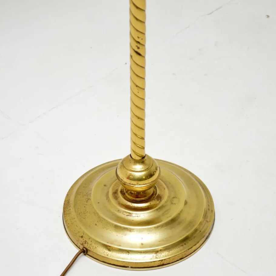 New Pamono Vintage French Brass Rope Twist Floor Lamp, 1960s