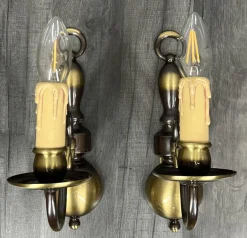 Clearance Pamono Vintage French Candle Style Sconces in Brass, Set of 2
