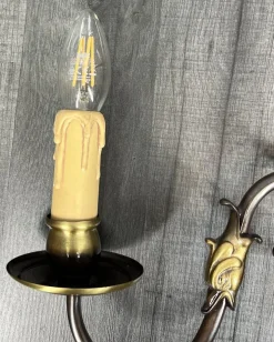 Clearance Pamono Vintage French Candle Style Sconces in Brass, Set of 2