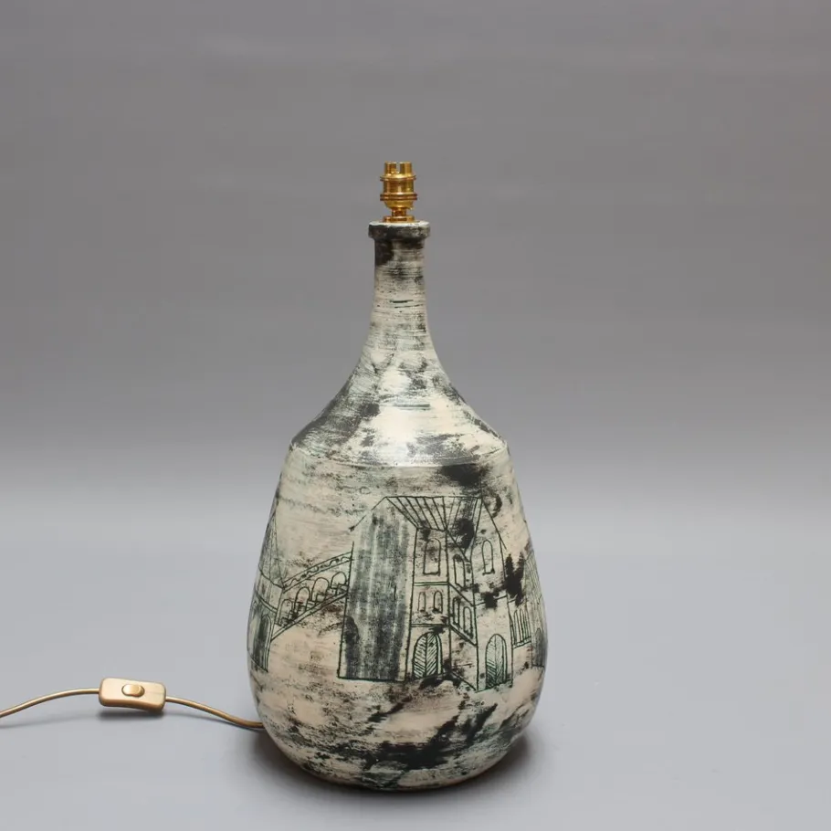 Discount Pamono Vintage French Ceramic Lamp with Motif by Jacques Blin, 1950s