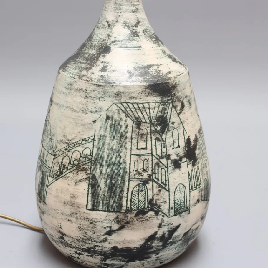 Discount Pamono Vintage French Ceramic Lamp with Motif by Jacques Blin, 1950s