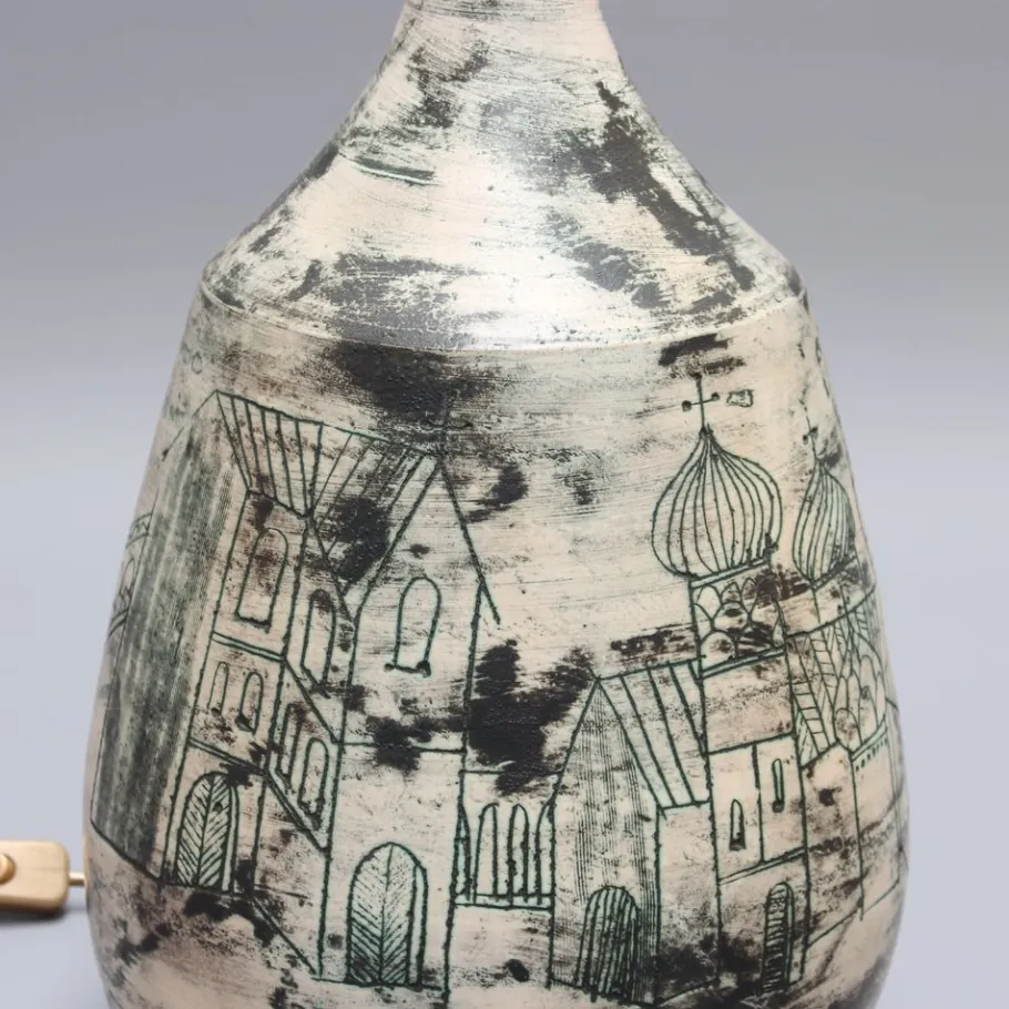 Discount Pamono Vintage French Ceramic Lamp with Motif by Jacques Blin, 1950s
