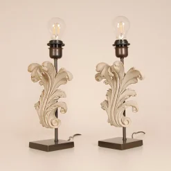 Best Pamono Vintage French Country Acanthus Leaf Table Lamps in Carved Wood, 1990s, Set of 2