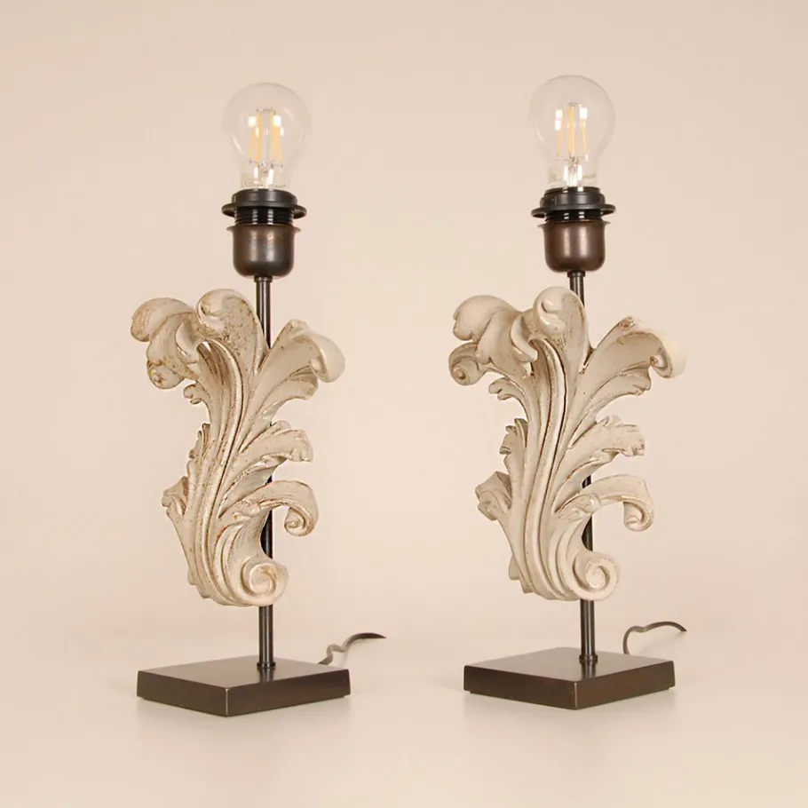 Best Pamono Vintage French Country Acanthus Leaf Table Lamps in Carved Wood, 1990s, Set of 2